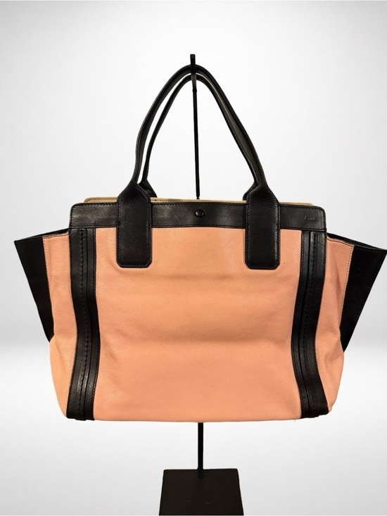 Chloe Handbags - Chloé Alison Authentic East West Leather Tote Bag Blush Pink Black Shoulder Bag